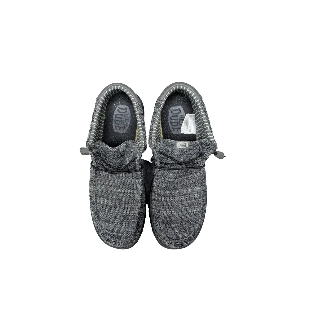 Hey Dude Wally Stretch Sox Mens 13 Knit Lightweight Comfort Loafer Slip On Gray